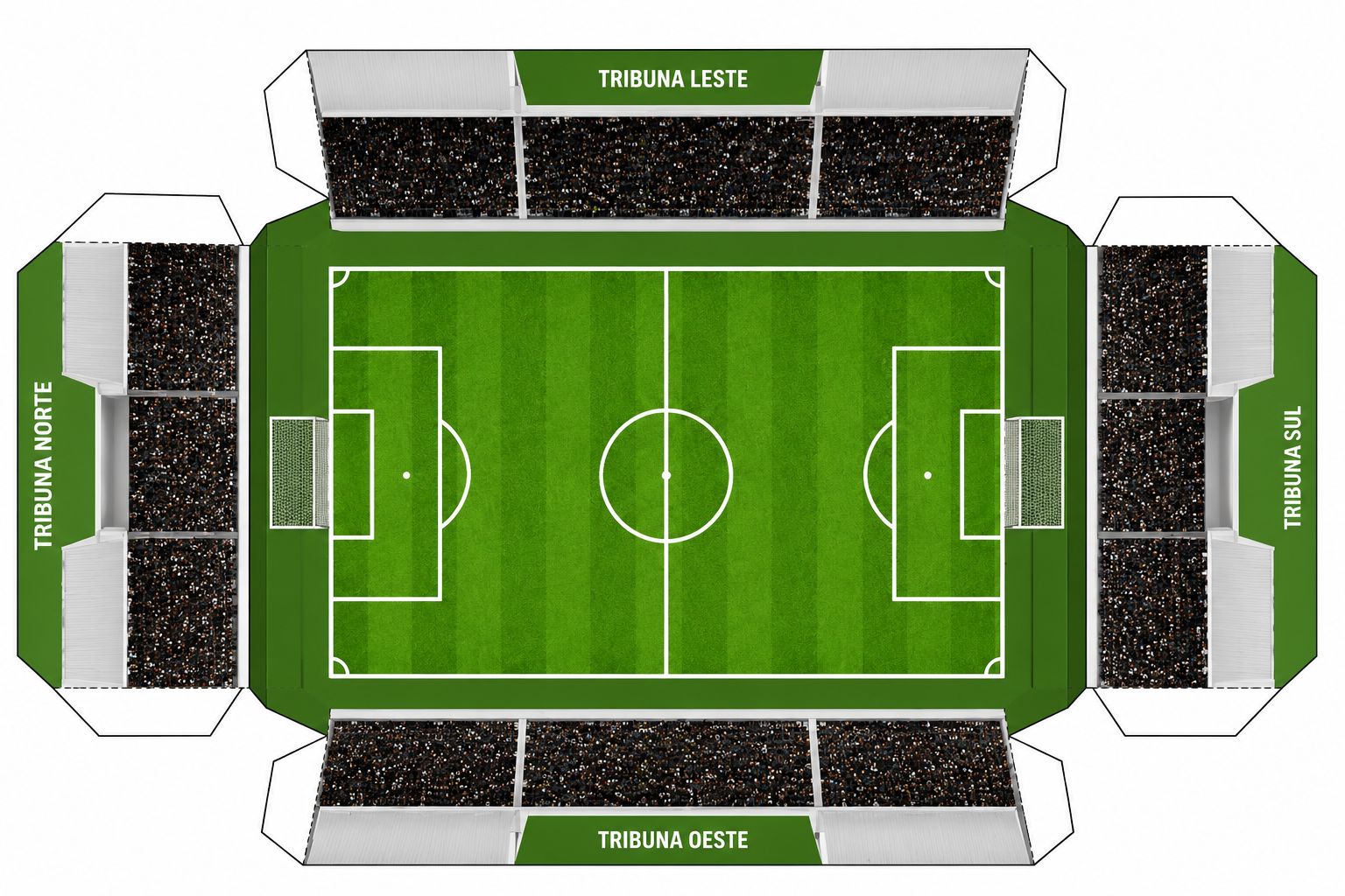 Template do mini estádio papercraft